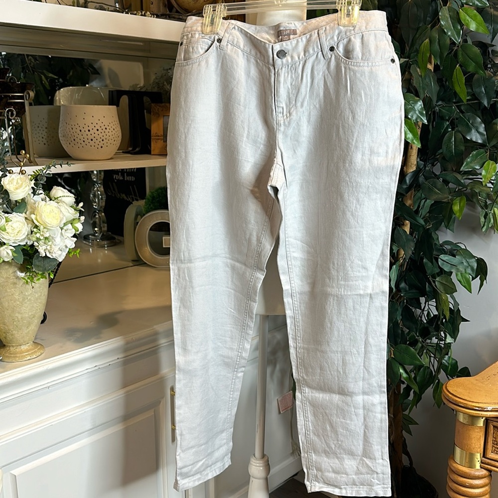 EUC J Jill 100% Light Grey Linen Jeans/Pants, 10P